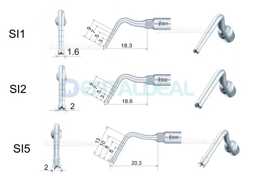 6Pcs/Set Woodpecker Implant Preparation Tips SL1 SI2 SI5 SI7 S18 S19